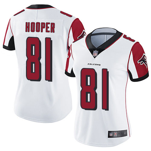 #81 Atlanta Falcons Austin Hooper Limited Women's Road White Jersey: Football Vapor Untouchable