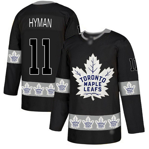 #11 Authentic Zach Hyman Men's Black Hockey Jersey - Toronto Maple Leafs Team Logo Fashion