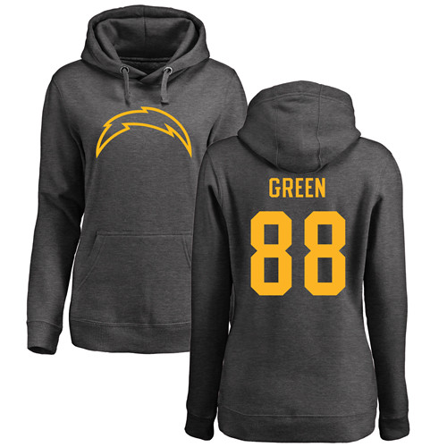 Women's Virgil Green Ash One Color - Los Angeles Chargers Football #88 Pullover Hoodie