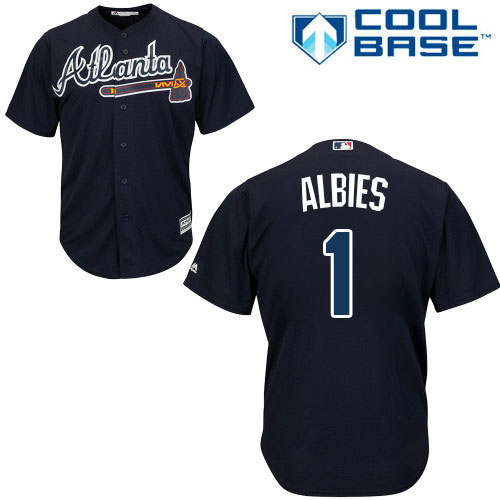Braves #1 Ozzie Albies Blue New Cool Base Stitched MLB Jersey