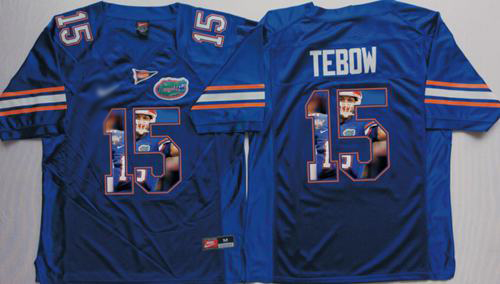 Gators #15 Tim Tebow Blue Player Fashion Stitched NCAA Jersey