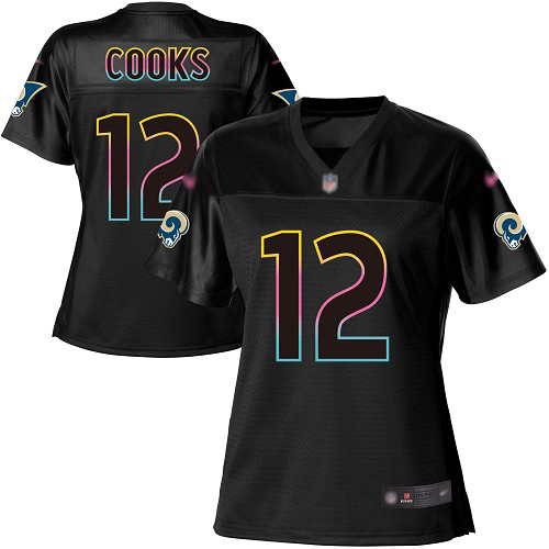 Nike Rams #12 Brandin Cooks Black Women's NFL Fashion Game Jersey