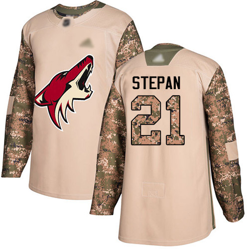 Adidas Coyotes #21 Derek Stepan Camo Authentic 2017 Veterans Day Stitched Youth NHL Jersey