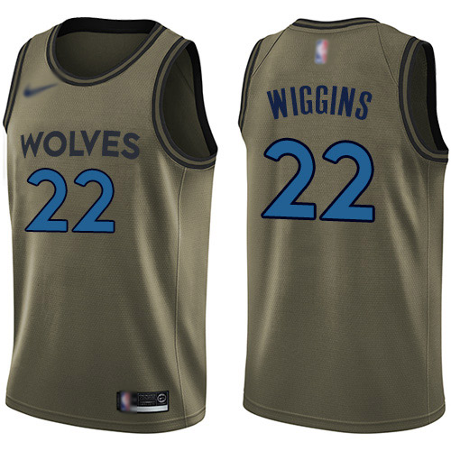 Nike Timberwolves #22 Andrew Wiggins Green Salute to Service NBA Swingman Jersey