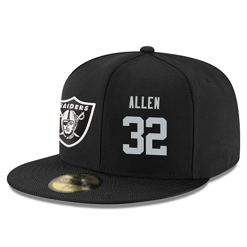 NFL Oakland Raiders #32 Marcus Allen Snapback Adjustable Stitched Player Hat - Black/Silver