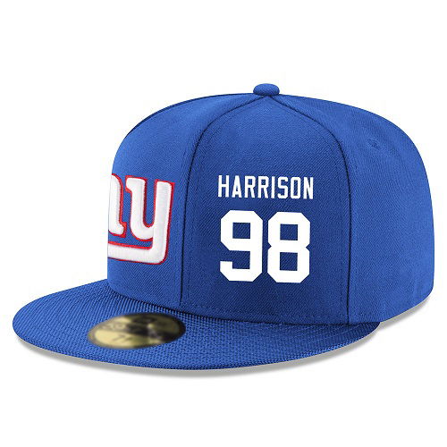 NFL New York Giants #98 Damon Harrison Snapback Adjustable Stitched Player Hat - Blue/White