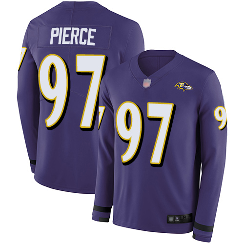 Youth Michael Pierce Limited Purple Jersey: Football Baltimore Ravens #97 Therma Long Sleeve