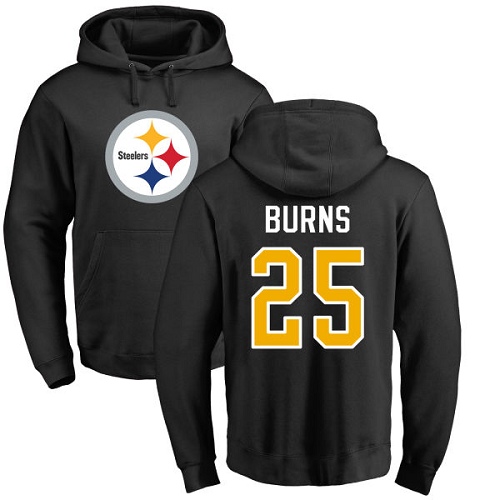 Football Artie Burns Black : #25 Pittsburgh Steelers Name & Number Logo Pullover Hoodie