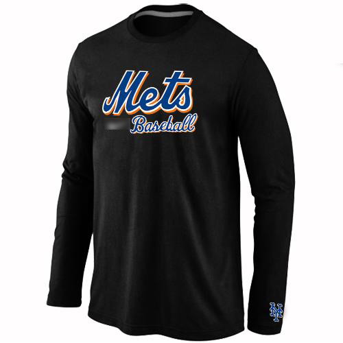 New York Mets Long Sleeve Baseball T-Shirt Black