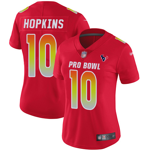 Nike Texans #10 DeAndre Hopkins Red Women's Stitched NFL Limited AFC 2018 Pro Bowl Jersey