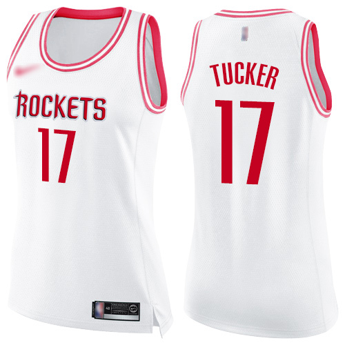 Nike Rockets #17 PJ Tucker White/Pink Women's NBA Swingman Fashion Jersey
