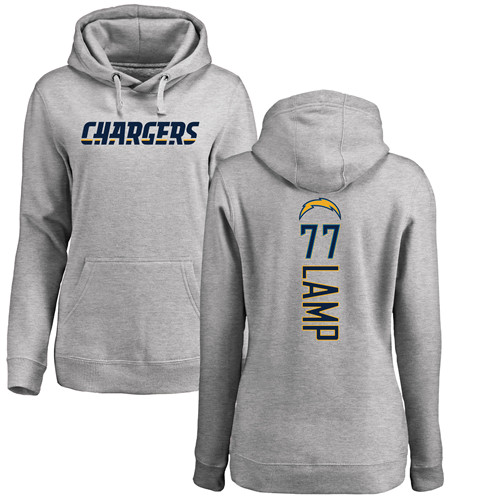 Women's Forrest Lamp Ash Backer : Football Los Angeles Chargers #77 Pullover Hoodie