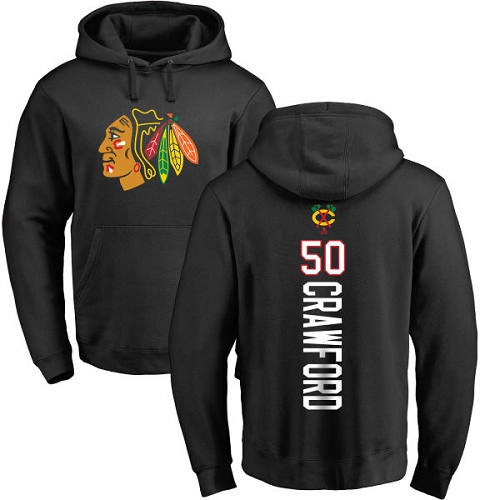 Hockey Corey Crawford Black Backer - #50 Chicago Blackhawks Pullover Hoodie