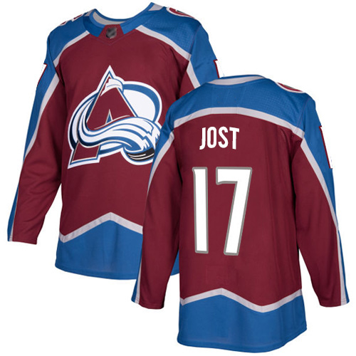 Hockey Men's Tyson Jost Burgundy Red Home Authentic Jersey - #17 Colorado Avalanche