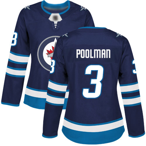 Women's Winnipeg Jets #3 Tucker Poolman Premier Navy Blue Home Hockey Jersey
