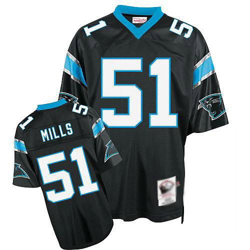 Authentic Men's Sam Mills Black Home Jersey: Football Carolina Panthers #51 Throwback