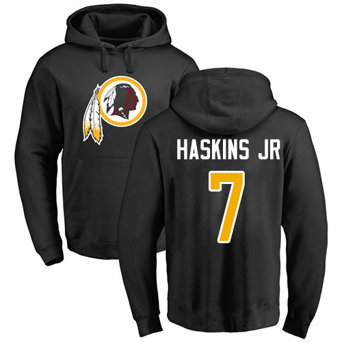 Black Dwayne Haskins Name & Number Logo - Football #7 Washington Redskins Pullover Hoodie