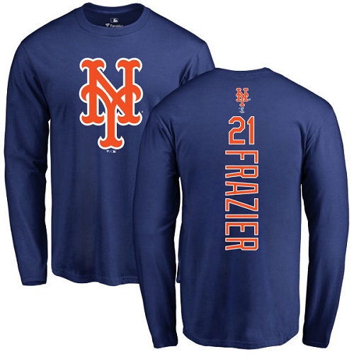 Todd Frazier Royal Blue Backer Jersey - #21 Baseball New York Mets Long Sleeve T-Shirt
